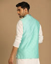 Manyavar Men Fashionable Green Jacket image number 2