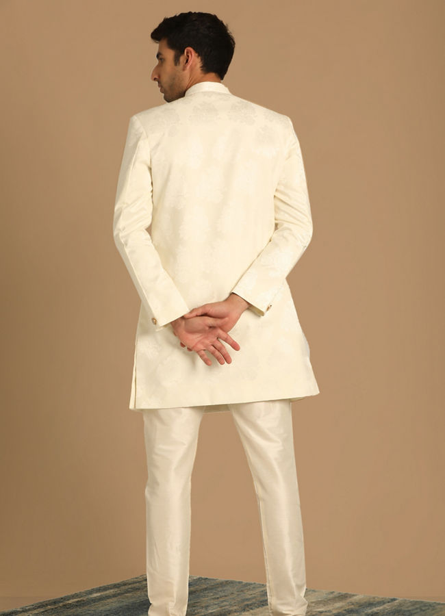 Manyavar Men Pristine White Indo Western