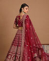 Mohey Women Velvet Wine Red Bridal Lehenga