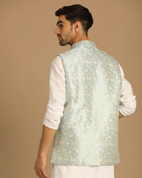 Manyavar Men Fashionable Blue Jacket