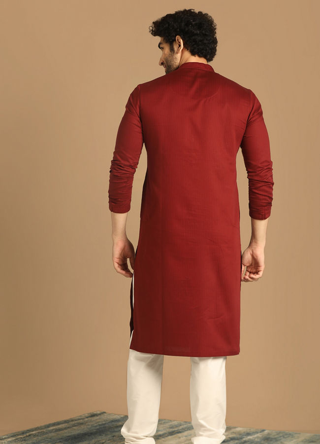 Manyavar Men Dapper Maroon Kurta Set