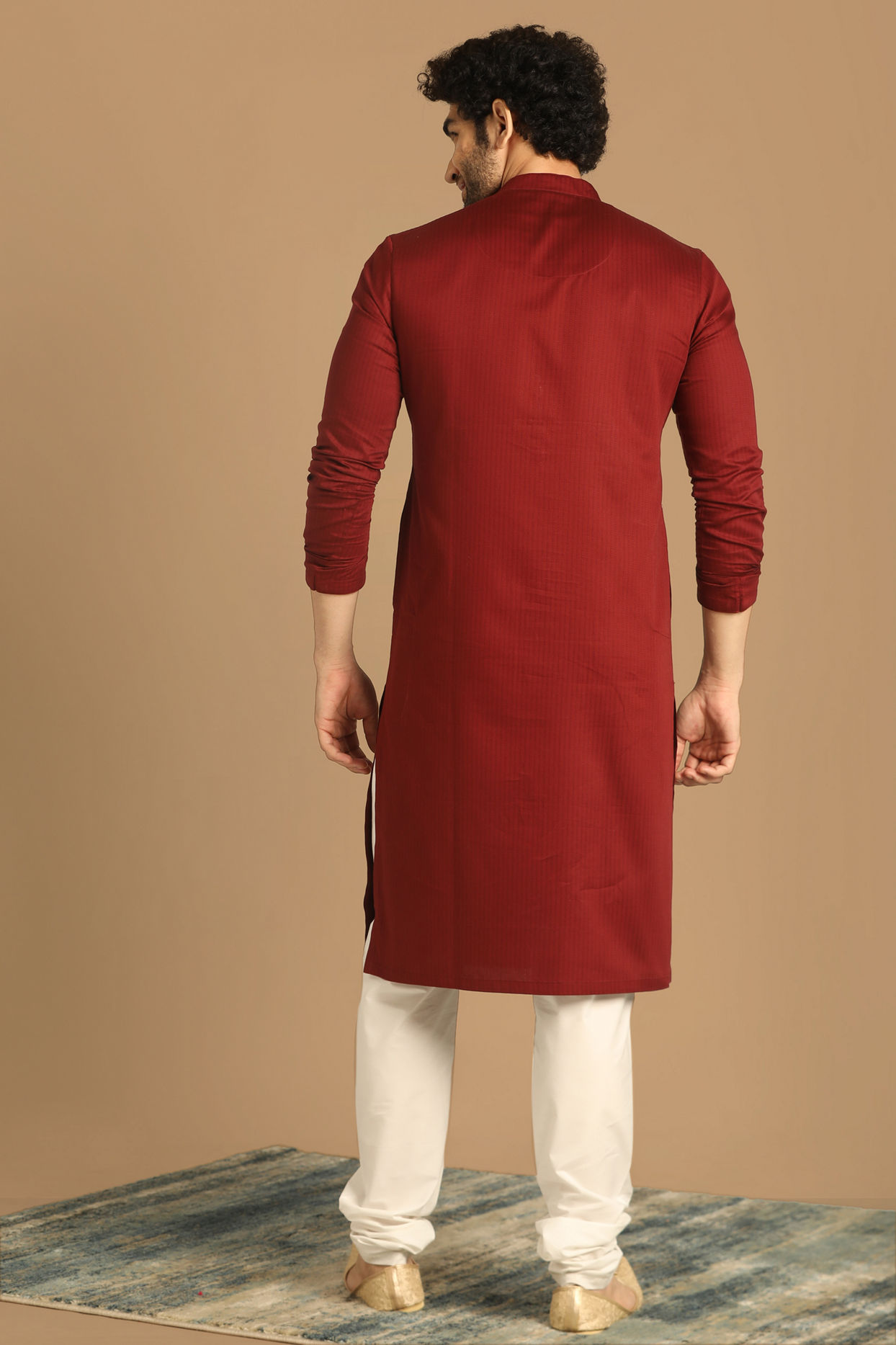 Manyavar Men Dapper Maroon Kurta Set