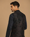 alt message - Manyavar Men Short-Fit Blue Kurta Jacket Set image number 2