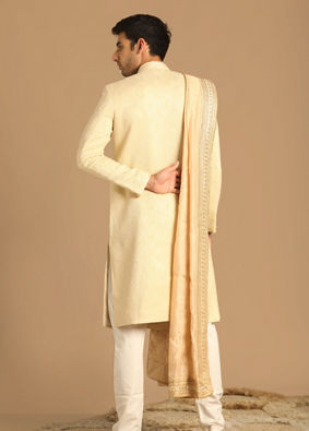 Manyavar Men Timeless Beige Sherwani image number 2