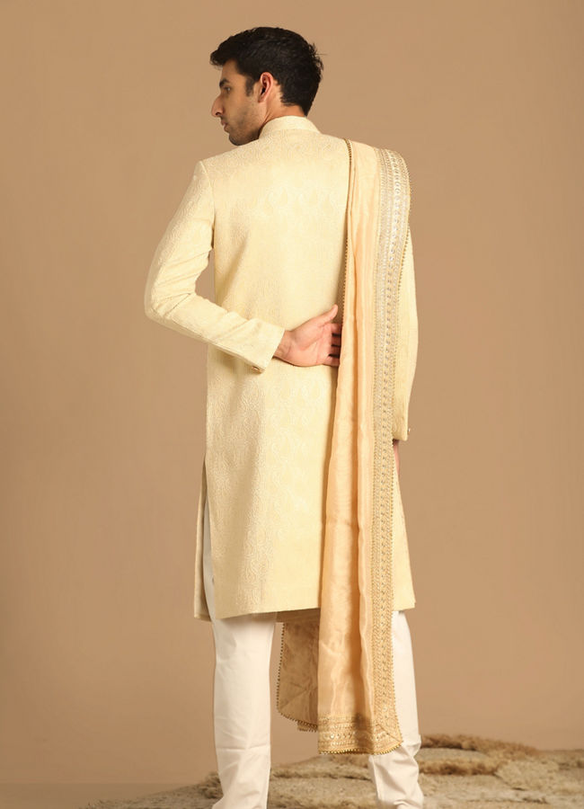 Manyavar Men Timeless Beige Sherwani image number 2