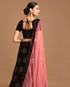 Mohey Women Luxurious Wine Red Velvet Lehenga