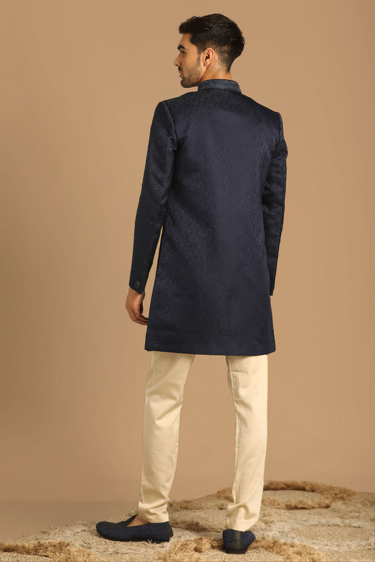 alt message - Manyavar Men Iconic Blue Indo Western image number 2