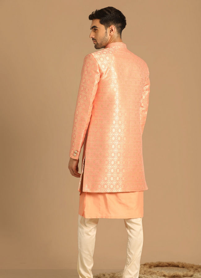 alt message - Manyavar Men Pristine Gajaree Indo Western image number 2