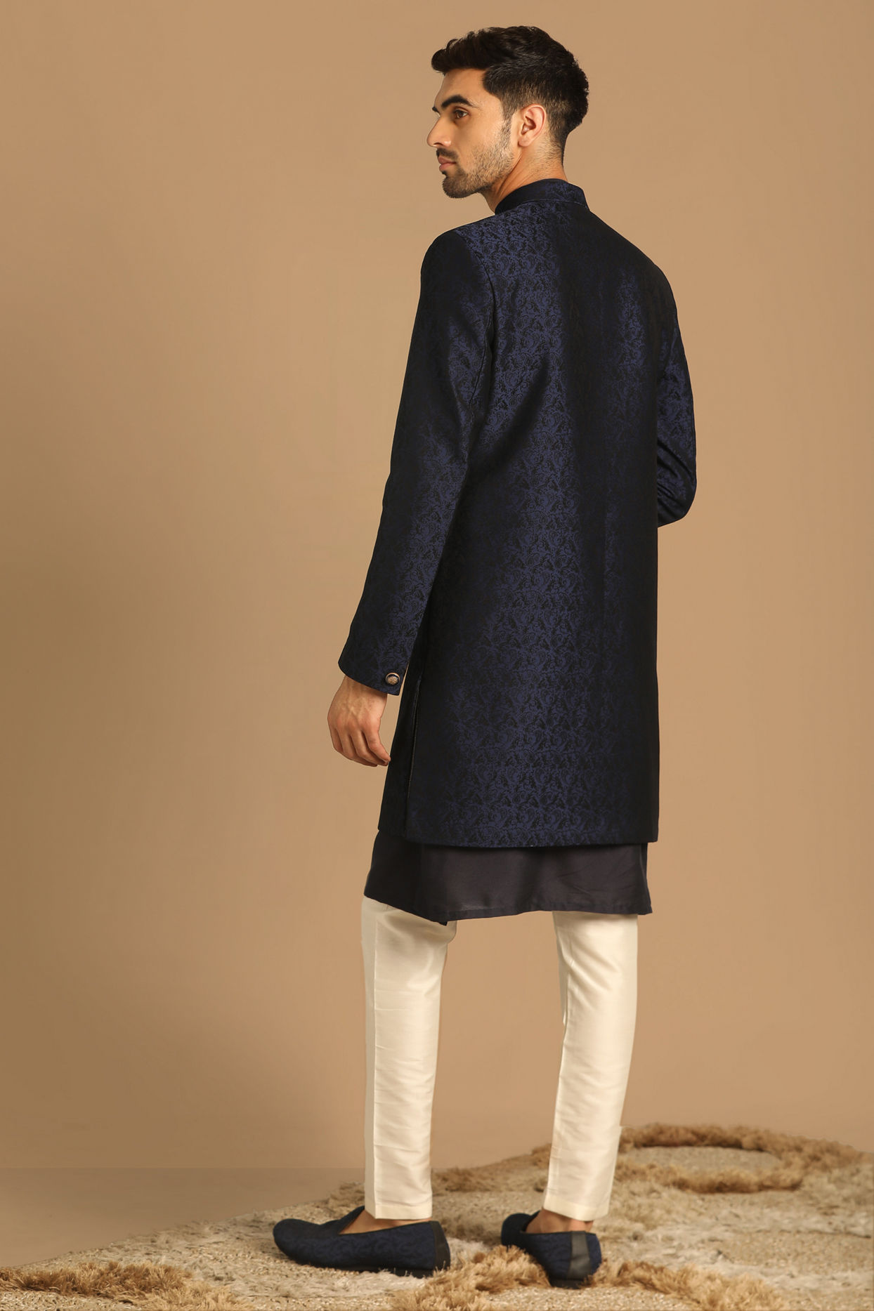 Manyavar Men Sophisticated Feroze Blue Indo Western