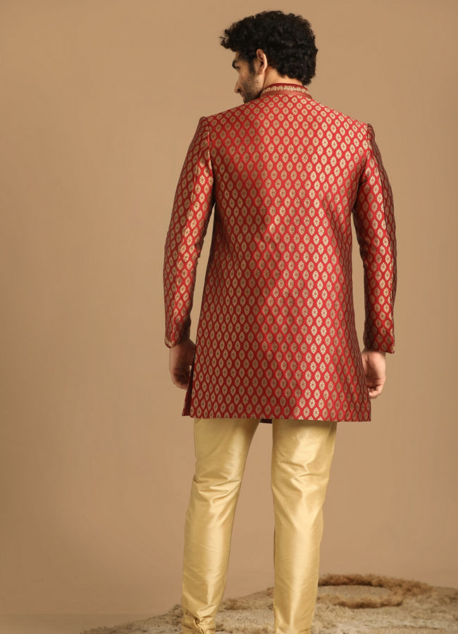 Manyavar Men Modish Maroon Indo Western