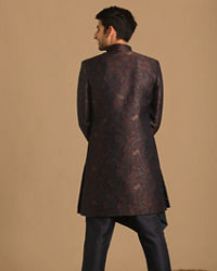 Manyavar Men Suave Blue Indo Western Set