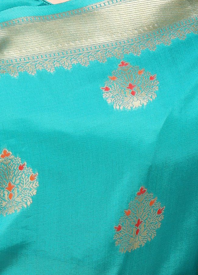 alt message - Mohey Women Dreamy Blue Saree image number 2