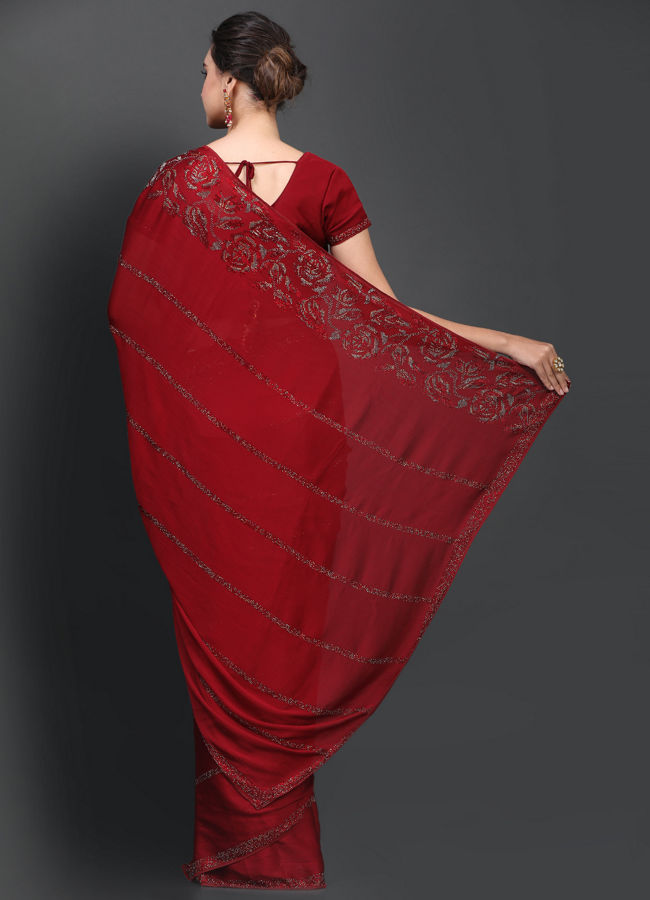 alt message - Mohey Women Mesmerizing Maroon Saree image number 2