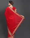 alt message - Mohey Women Decadent Dark Red Saree image number 2