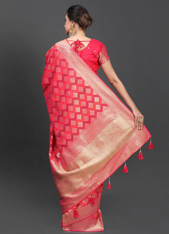 Mohey Women Sublime Rani Pink Saree