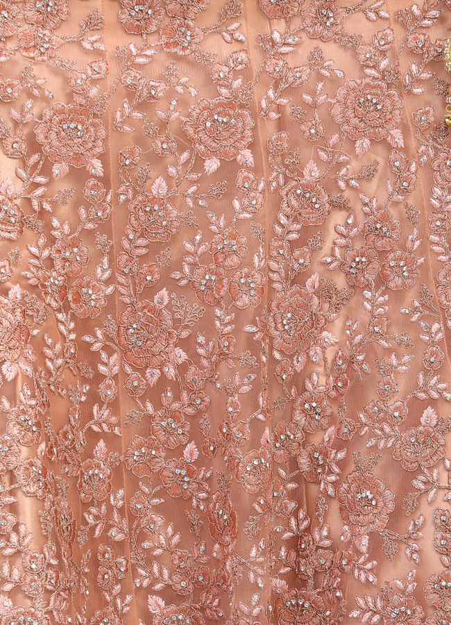 Mohey Women Plush Peach Lehenga