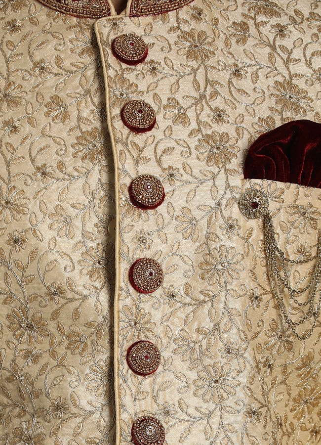 Aristocratic Fawn Color Sherwani Suit image number 1