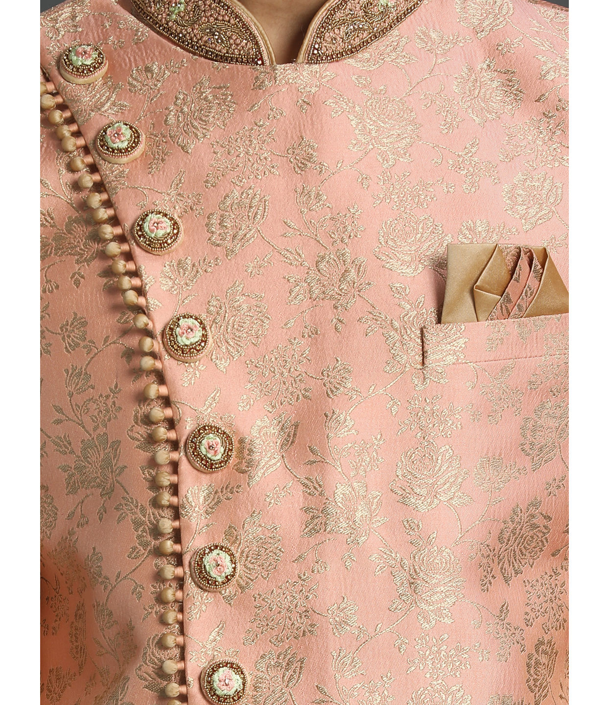 alt message - Manyavar Men Glamorous Pink Sherwani Suit image number 1