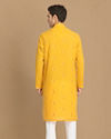 Manyavar Men Yolk Yellow Printed Kurta