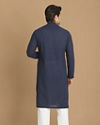 Manyavar Men Royal Blue Chikankari Kurta Set