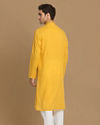 Manyavar Men Mustard Yellow Self Booti Kurta Set