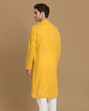 alt message - Manyavar Men Mustard Yellow Self Booti Kurta Set image number 2