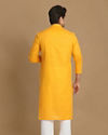 Manyavar Men Mustard Yellow Solid Kurta Pajama