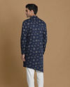 Manyavar Men Blue Floral Side Open Kurta