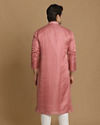 Manyavar Men Pink Booti Jacquard Kurta Set