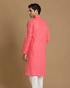 Manyavar Men Bubblegum Pink Self Motif Kurta