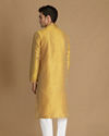 Manyavar Men Molten Gold Yellow Jacquard Kurta Set