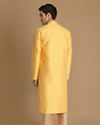 Manyavar Men Light Yellow Jacquard Kurta Set