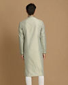 alt message - Manyavar Men Sage Green Self Embroidered Kurta Set image number 2