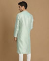 Manyavar Men Pastel Green Self Design Kurta Pajama