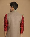 alt message - Manyavar Men Bold Brown Waist Coat image number 2