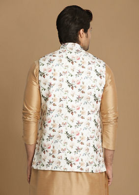 Manyavar Men Light Colored Floral Jacket image number 2