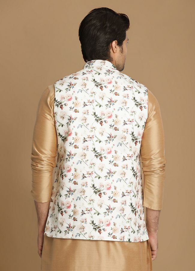 Manyavar Men Light Colored Floral Jacket