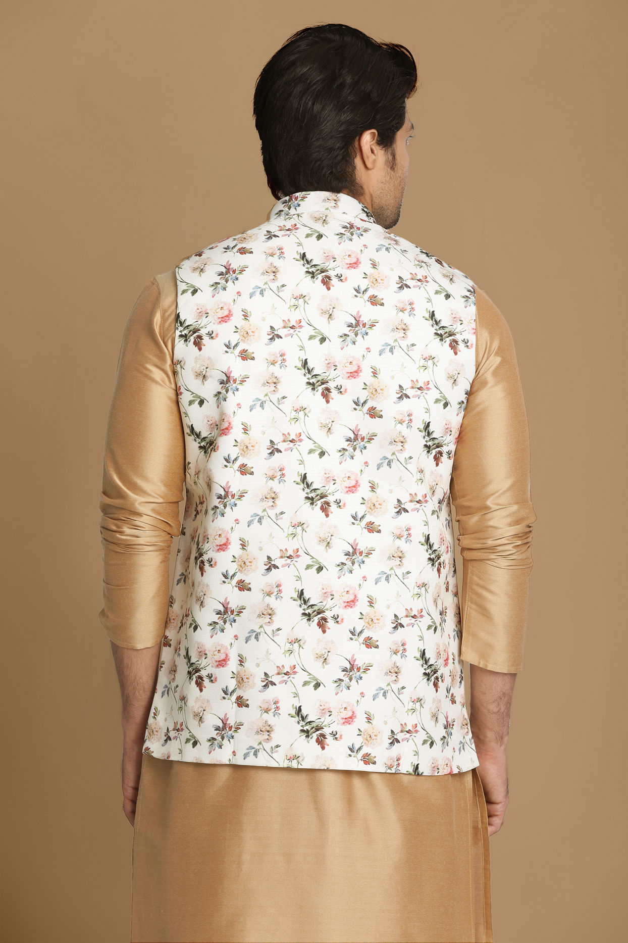Manyavar Men Light Colored Floral Jacket