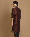 alt message - Manyavar Men Wine Self Design Kurta With Black Churidar image number 2