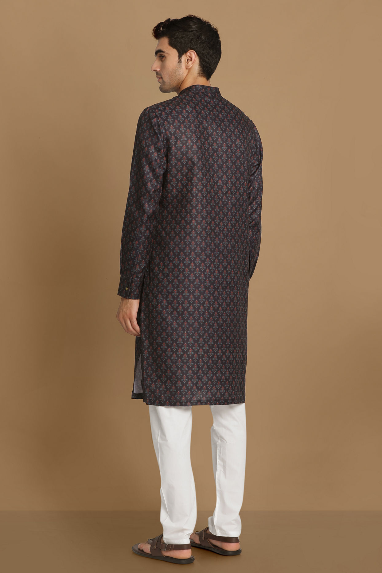 Manyavar Men Dark Blue Printed Kurta