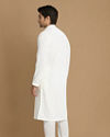 Manyavar Men Sea Shell White Embroidered Kurta Pajama
