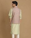 Manyavar Men Multicolored Jacket With Lime Green Kurta Set image number 2