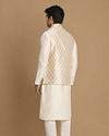 Manyavar Men Ivory Festive Kurta Jacket With Printed Motifs