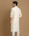 Manyavar Men Classic Floral Print Jacket Kurta Set
