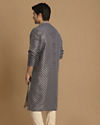 Manyavar Men Indigo Blue Booti Work Kurta Set image number 2