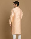 Manyavar Men Light Peach Self Motif Kurta Set image number 2