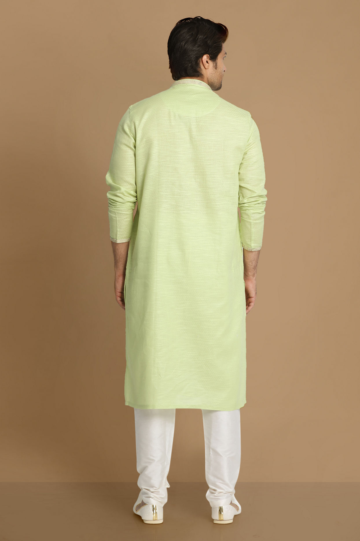 Manyavar Men Light Green Self Design Kurta Set