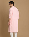 Manyavar Men Light Pink Chikankari Kurta Set