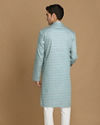 Manyavar Men Sky Blue Printed Kurta