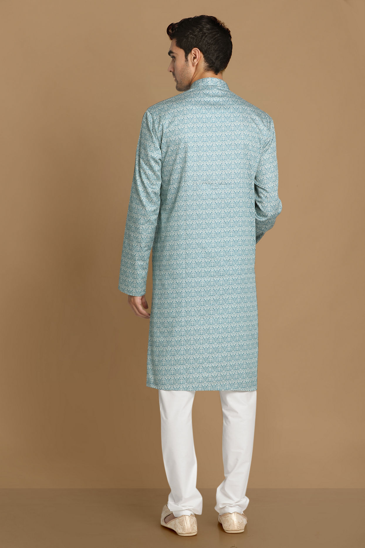 Manyavar Men Sky Blue Printed Kurta